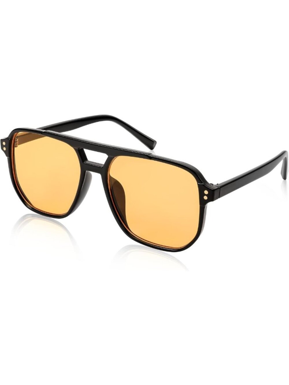 Retro Square Aviator Sunglasses for Women & Men - 70s Vintage Plastic Frame
